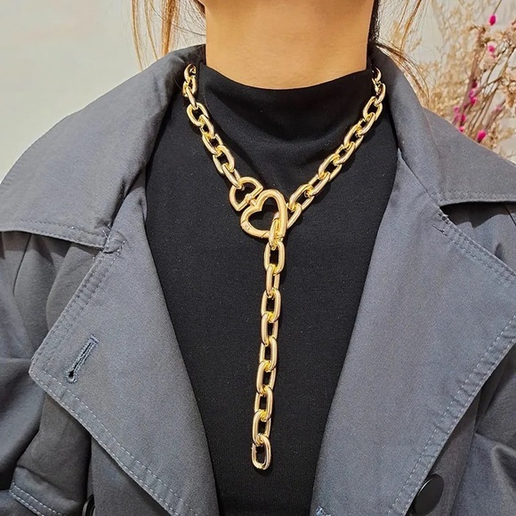 Zara Openable Heart Carabine Gold Chain Chocker Necklace Zara Logo Charm - Picture 14 of 16